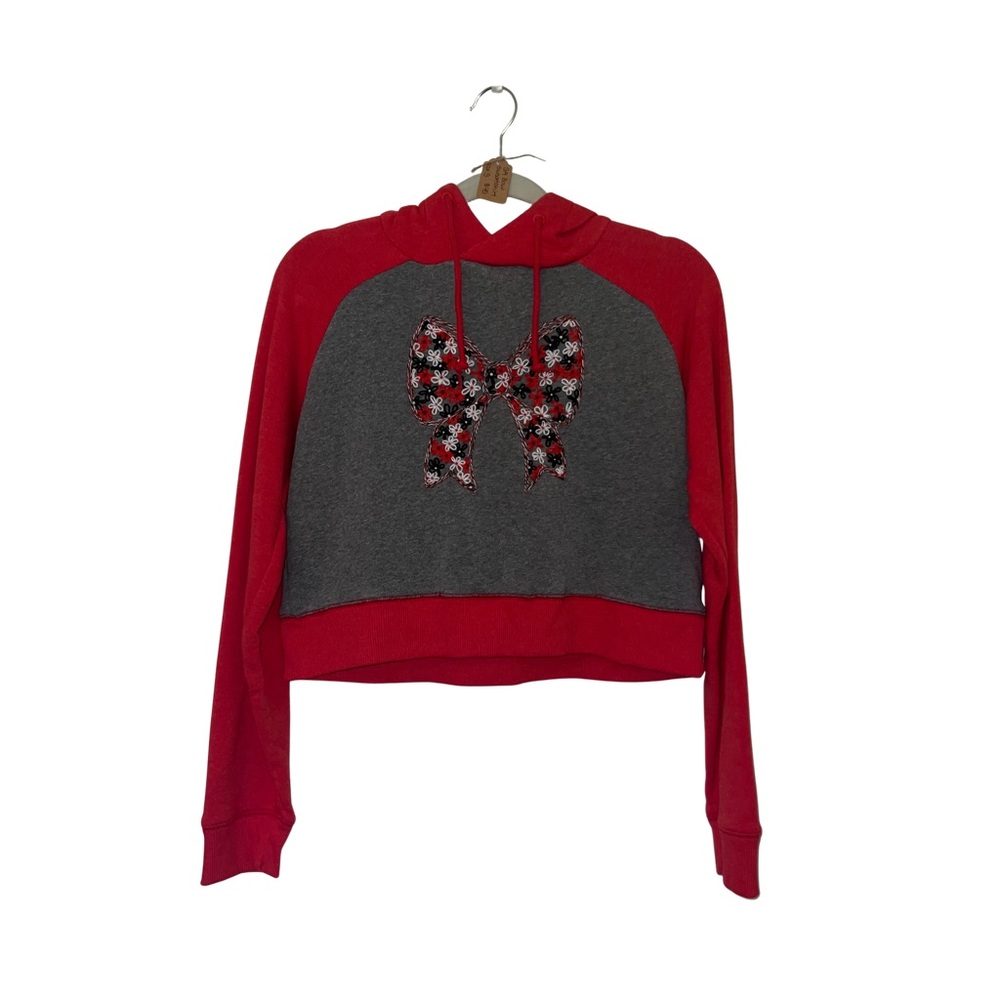 Champion Women's Cropped Hoodie with Had Embroidered Bow Design